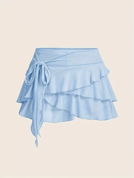 2026 Cross-Border European and American New Style Women's Skirt with Multi-Layered Ruffles and Low Waist Mini Skirt