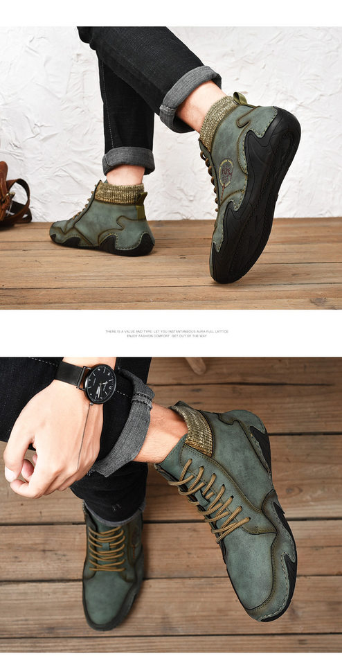 Giày bốt Martin nam cổ trung, đế thấp, thời trang casual, giữ ấm — 8898 Màu nâu, 8898 kaki, 8898 màu đen, 8898 xanh quân đội chi tiết 19
