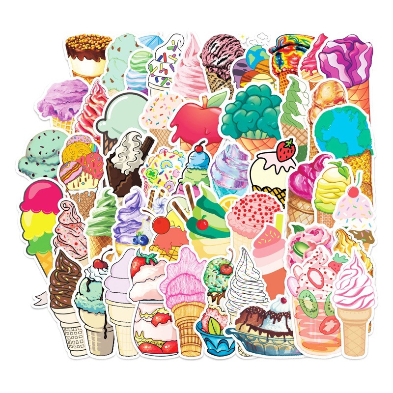 50 unids diario helado graffiti pegatinas personalidad transfronteriza dibujos animados lindo DIY monopatín equipaje pegatinas impermeable