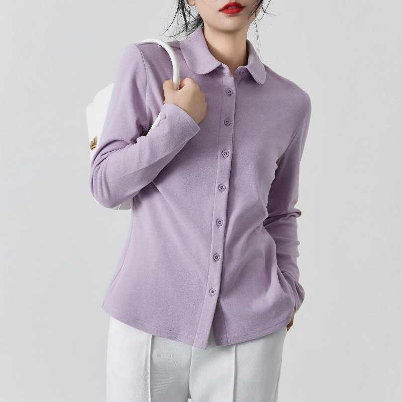 Autumn and Winter French Stacked Wear Thick Fleece Shirt Top Women's Warm-keeping Design Sense Niche Inner Base Shirt Grinding