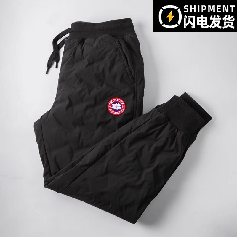 Canada Goose down pants, men's and women's new style, 2026, outdoor, cold-resistant, windproof, fleece-lined, thickened, warm, casual cotton pants.