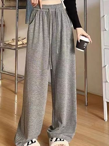Corduroy, glutinous rice, Yamamoto-style women's autumn pants: relaxed-fit, long-length design with straight legs and a drawstring, featuring a high-waisted, wide-leg silhouette.