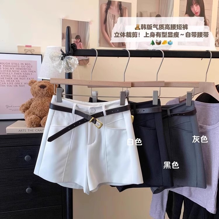 Vintage Grey Casual High Waist Suit Shorts Women's 2025 Spring and Summer New All-Match Small A- Shaped Wide-Leg Pants