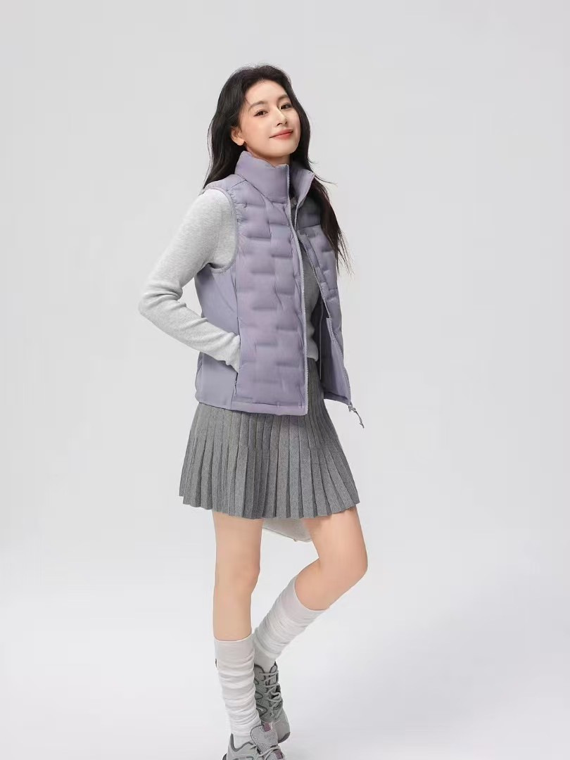 Pinghu chaqueta de pluma de mujer chaleco 90 lana nuevo tipo ligero otoño y invierno de moda casual abrazadera de caballo universal chaleco cálido abrigo