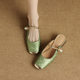 Popular Internet Style Baotou Half Slippers Women's Summer Outer Wear 2024 New Style National Style Mid-Thick-Heeled Lazy Muller Slippers