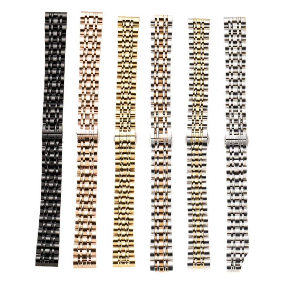 Replacement Steel Watch Band Accessories for Armani Seven-Bead Steel Strap, Multi-Color Solid Stainless Steel, Business Style, Unisex