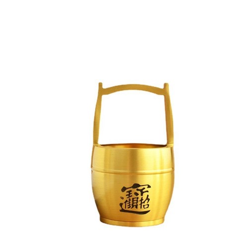Pure brass bucket of gold ornaments cylinder gold treasure large bucket desk living room desktop creative crafts plus ingots