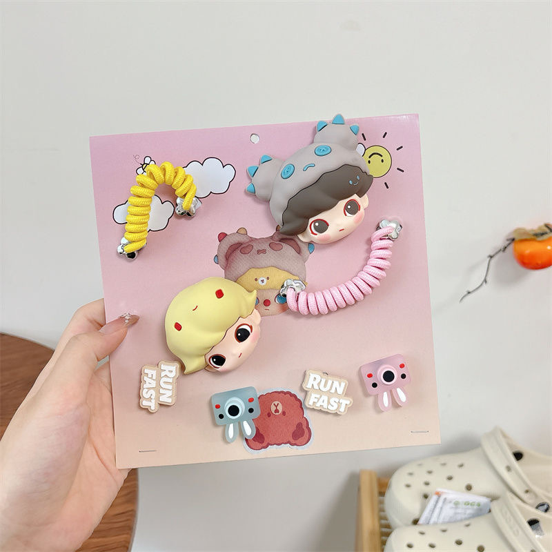 파란 머리 소녀 + 마시멜로 [6개의 작은 액세서리] 노란색 핑크 벨트