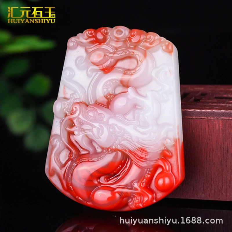 Pendant jade, dragon-shaped decoration white jade, dragon and phoenix