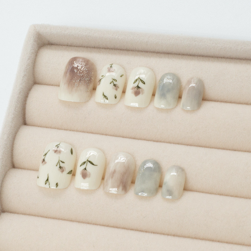 Morning Mist Rose Wear Nail Patch for Students White Gentle Nail Patch Fake Nail Live Nail Patch