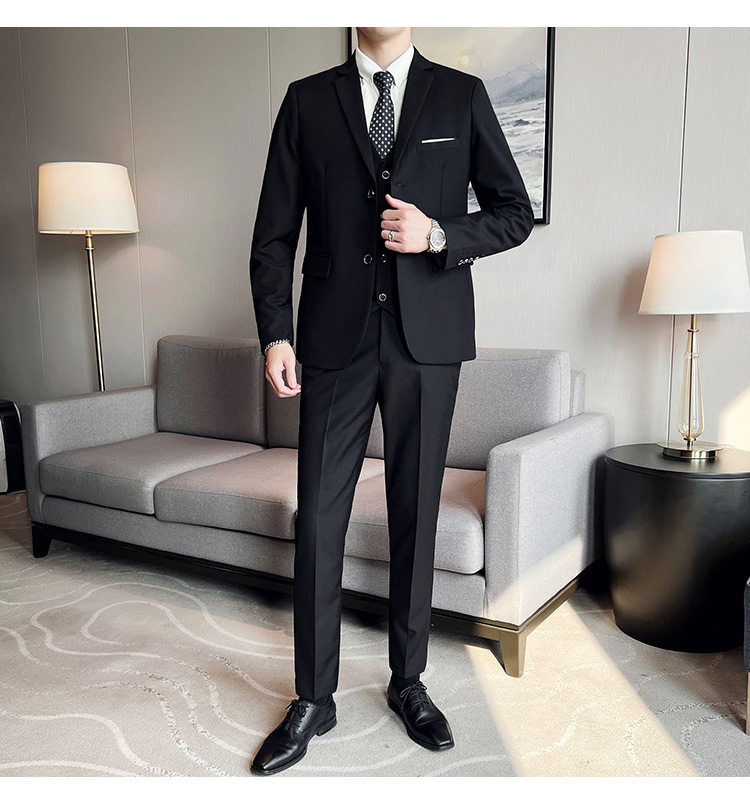 Bộ vest nam ba món ôm dáng, áo vest công sở cho nhân viên văn phòng và chú rể — Burgundy (áo đơn hai nút), Burgundy (áo đơn một nút), Màu xanh (áo đơn hai nút), Màu xanh (áo đơn một nút) chi tiết 8