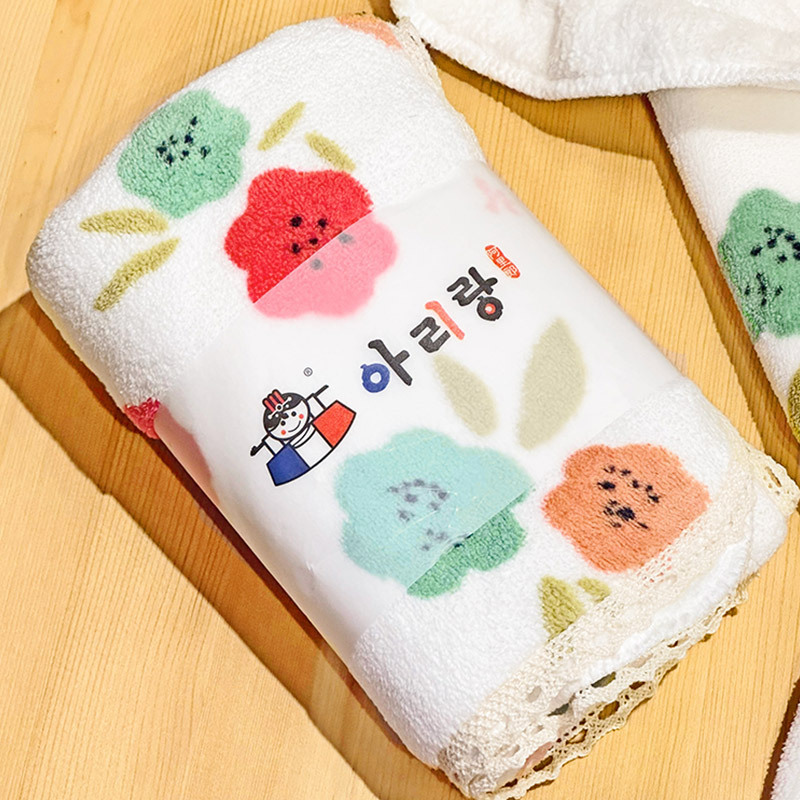 Strong water absorption soft sweat-wiping face towel coral fleece fresh small flower dry hair towel household long towel