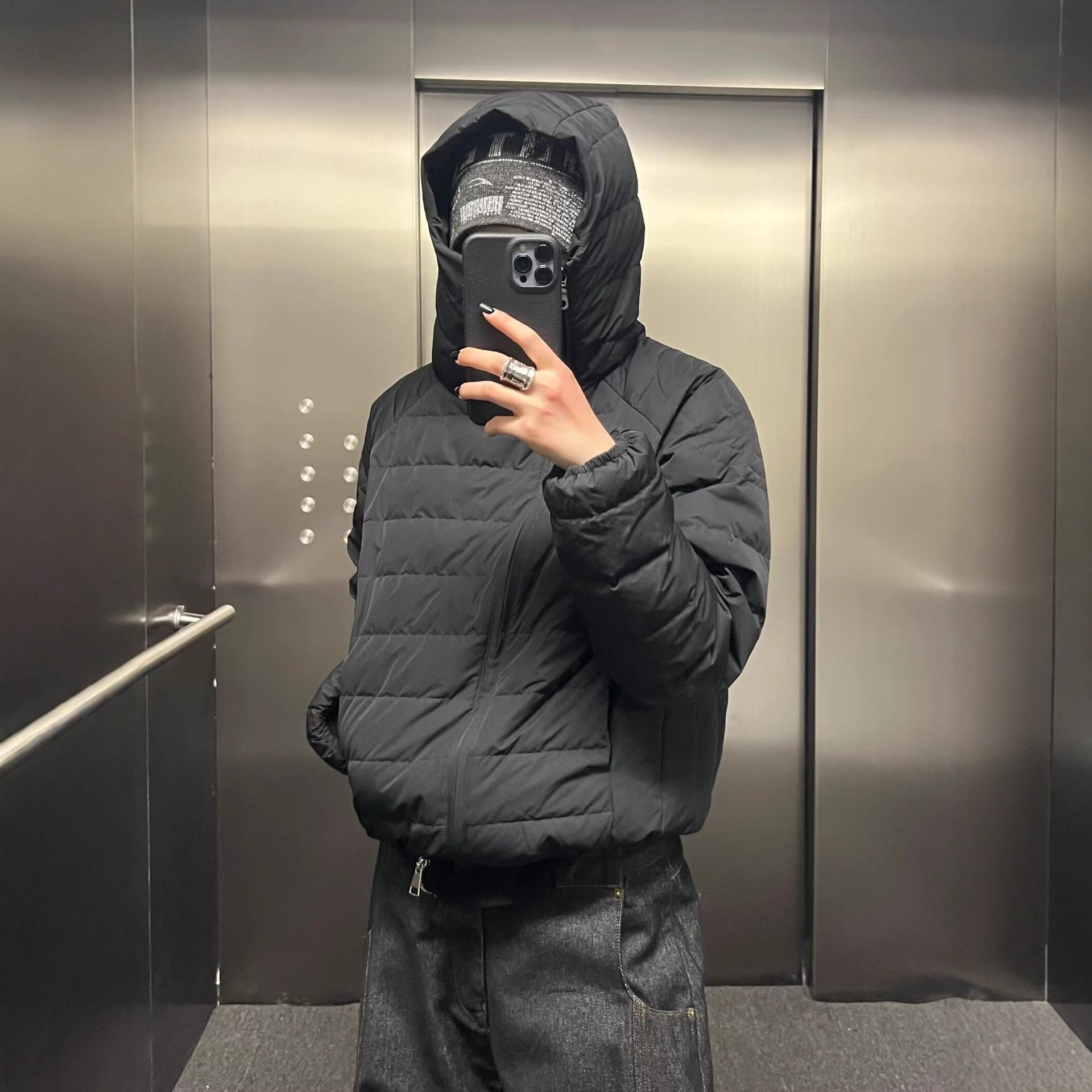 美式简约cleanfit排骨棉服男款冬斜拉链设计连帽保暖棉服外套棉衣