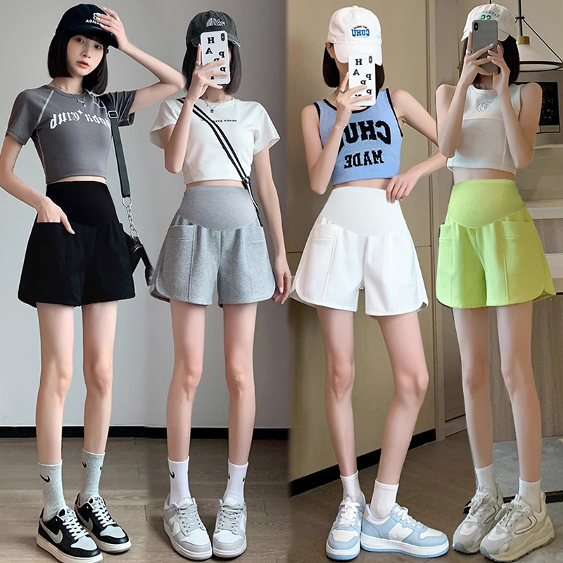 Tmall Quality Maternity Shorts Summer Ice Silk Cotton Versatile New Split Side Wide-Leg Belly Support Shorts