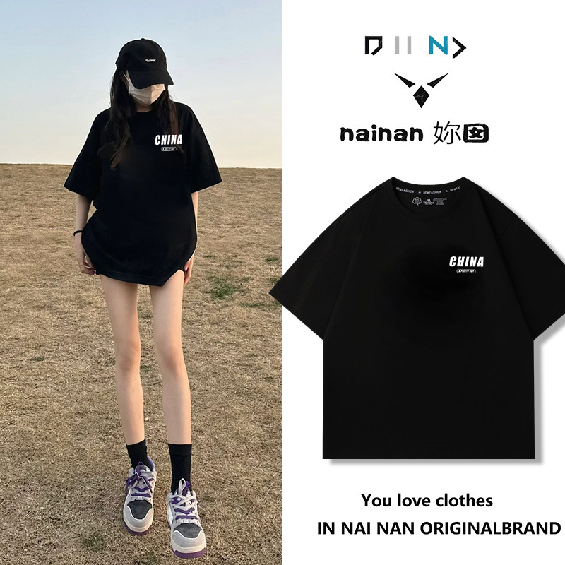 純綿半袖tシャツ女性夏韓国版新型ゆるい丸首小衆白色アニメプリント学生半袖tシャツ|undefined