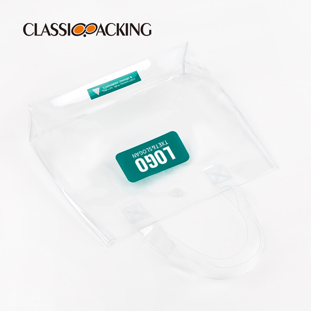 Fábrica al por mayor bolsa de embalaje portátil pvc transparente engrosada bolsa de regalo de plástico bolso de regalo de mano con logotipo image 3