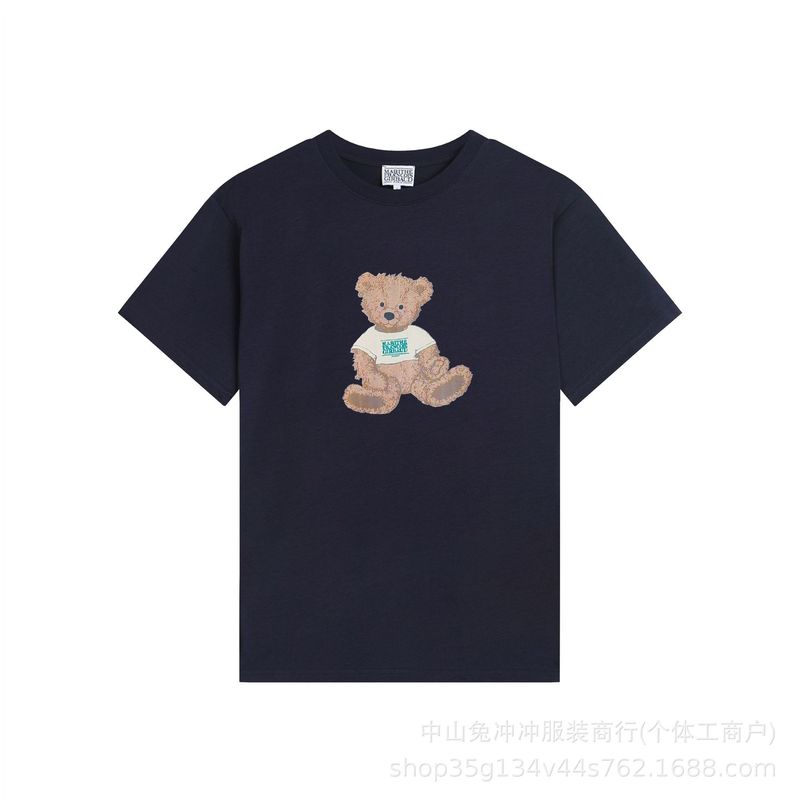 韩国marithe字母刺绣印花休闲正肩短袖男女同款重磅T恤一件代发潮|undefined