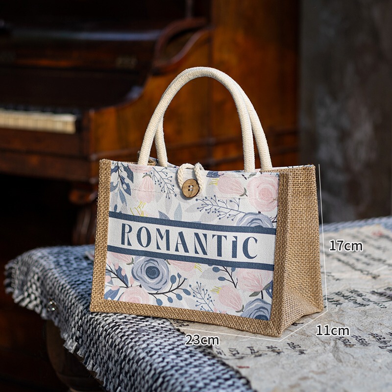 Stitching canvas tote bag printed logo linen bag environmental protection college students commuting fashion go out gift bag