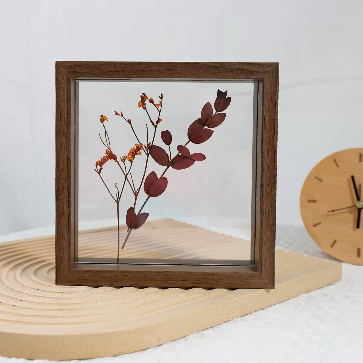 木质DIY手工双面透明正方形相框书法展示框标本框抽拉式画框批发