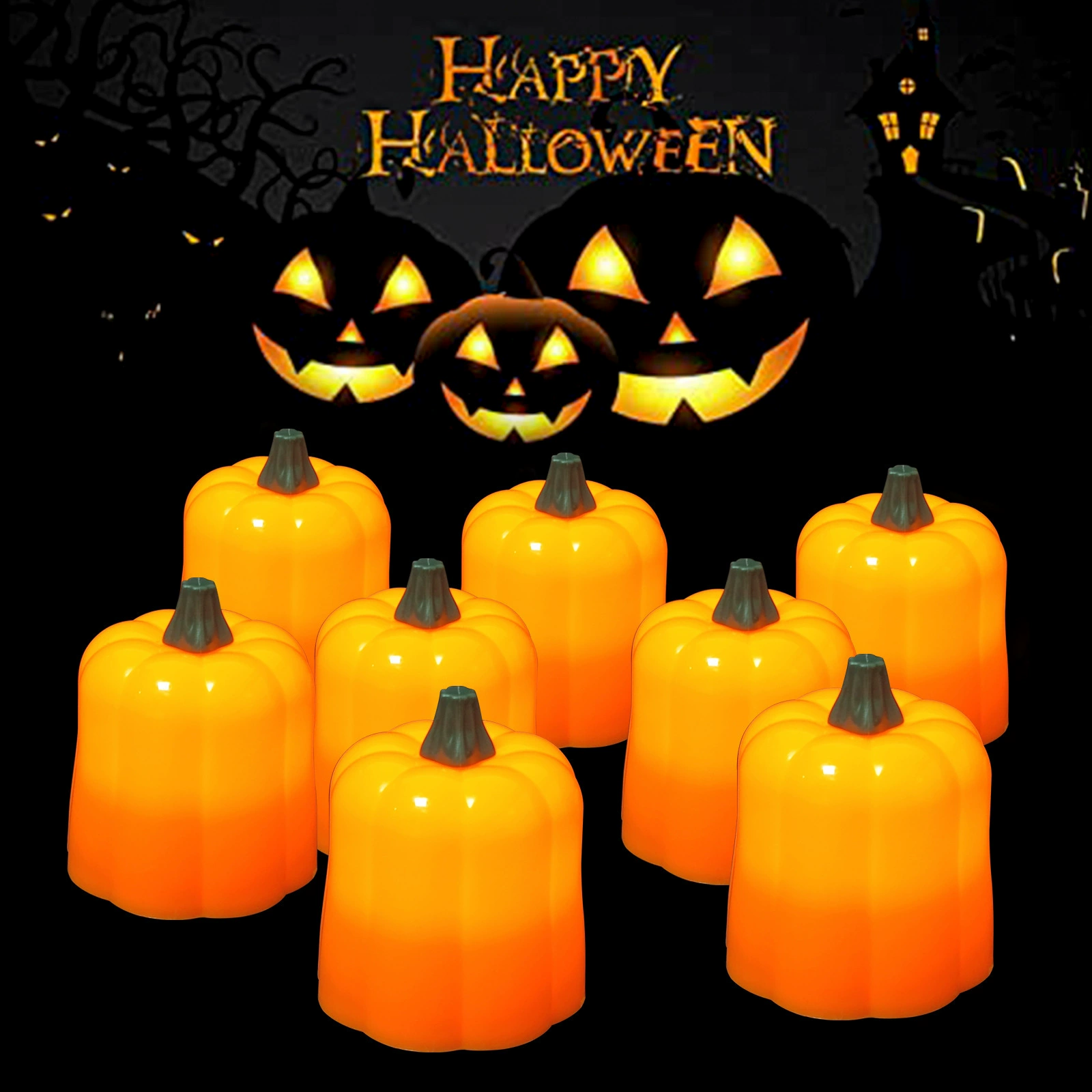 Хэллоуин тыквенный свет чайный воск амазонка трансграничный День благодарения праздничная вечеринка декоративный тыквенный свет светодиодный свет свечи