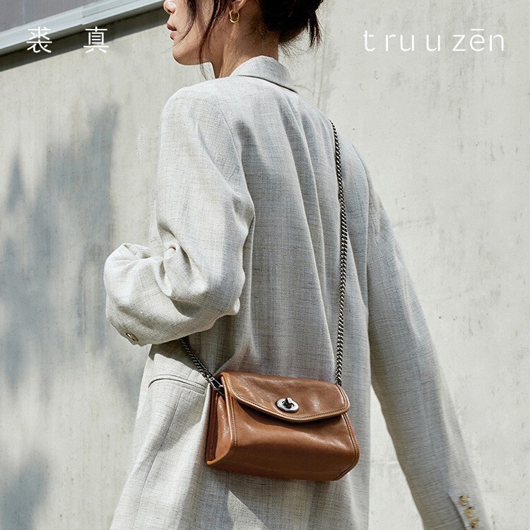 Qiu Zhen Envelope Bag For Women Chain Shoulder Crossbody Bag Genuine Leather Small Vintage Casual Niche Handbag