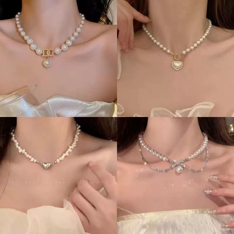 高质感项链女轻奢华丽精致法式复古珍珠脖链气质choker贵气锁骨链