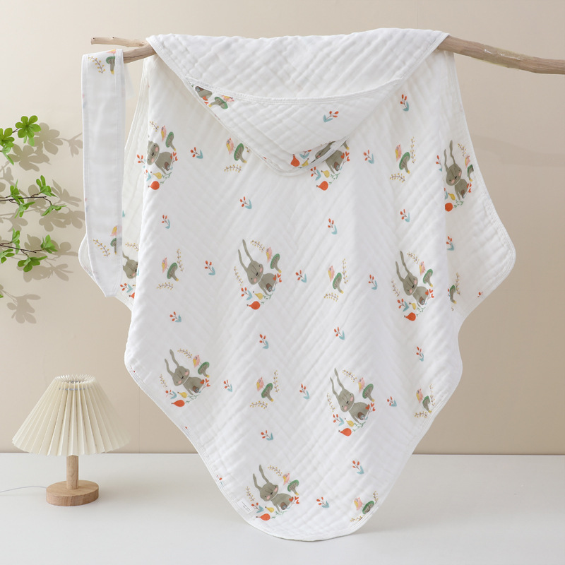 6 층 고밀도 거즈 가방 아기 포장 타월 가방 신생아 가방 후드 베이비 스와들링 수건 안티 놀라움