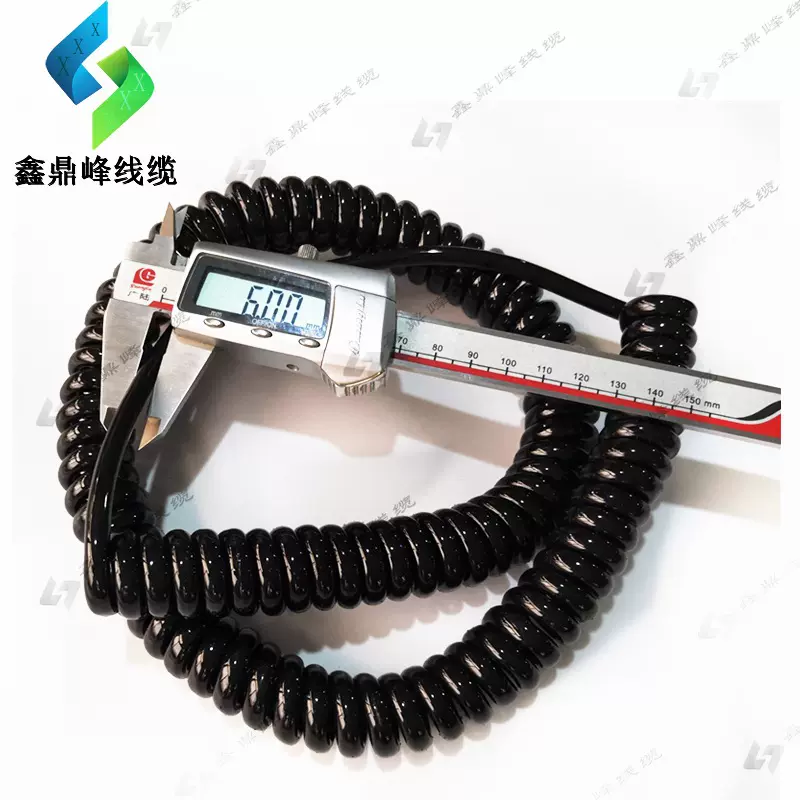 螺旋电缆10芯6.0mmROSH伸缩线屏蔽线耐磨抗干扰弹簧线长度定制