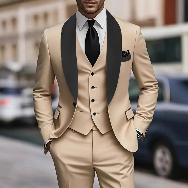 Cross-Border Foreign Trade Suit Men's Suit Business Casual Three-Piece Korean Style Slim Suit Wedding Groomsmen Dress