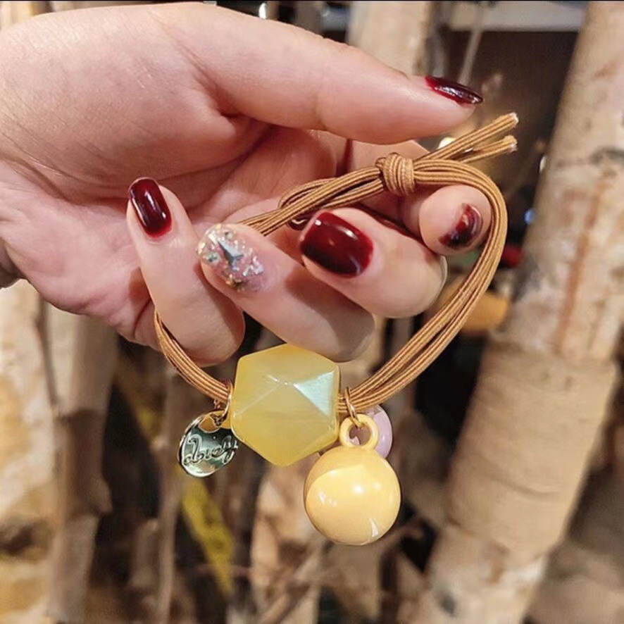 Elástico joyas de cabello de moda con frijoles frescos M anillo de cereza cuerda de cabello al por mayor de la banda de goma cabeza de 100 bolas de cabello rojo una variedad de alta elástica