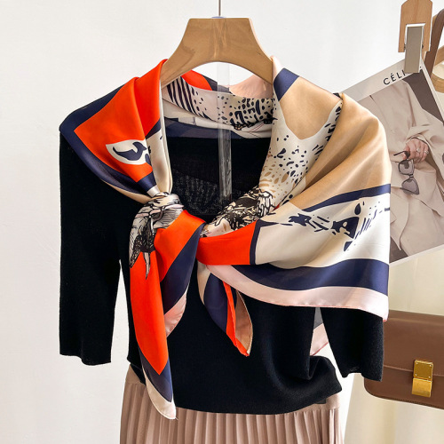 Retro spring and autumn new style fashionable shawl women's silk scarf square 90 large square scarf for women