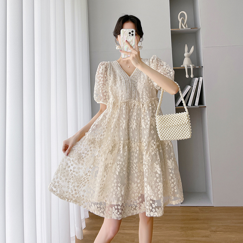 Maternity Summer Fashion Embroidered Lace Short Sleeve Dress Loose Casual Skirt Summer Internet Popular Maternity Dress Summer Maternity Summer Fashion Embroidered Lace Short Sleeve Dress Loose Casual Skirt Summer Internet Popular Maternity Dress Summer