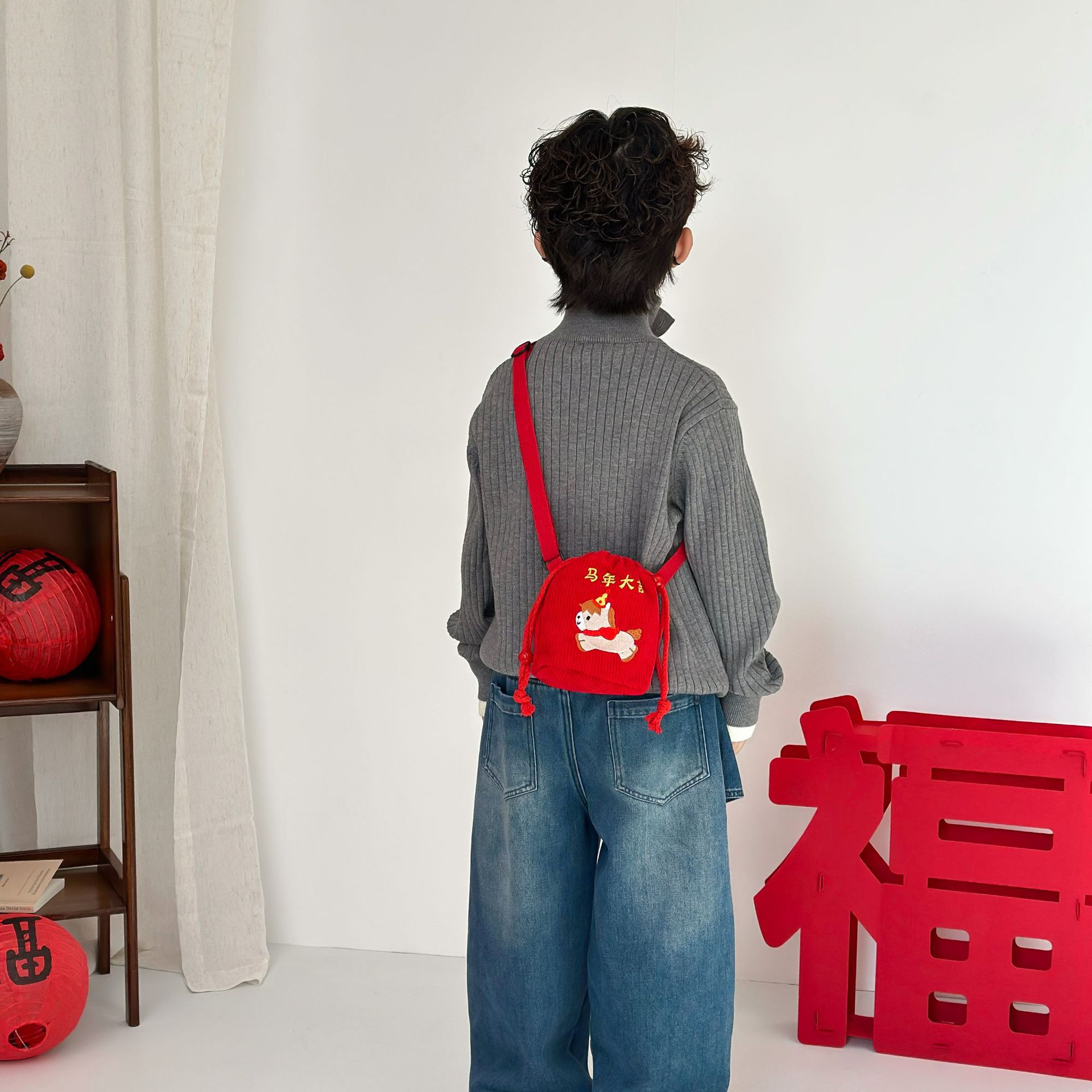2026 bolsas de felicitación de niños caricaturas lindos pony baby mochila extranjera cuerda para niños y niñas billetera de Año Nuevo
