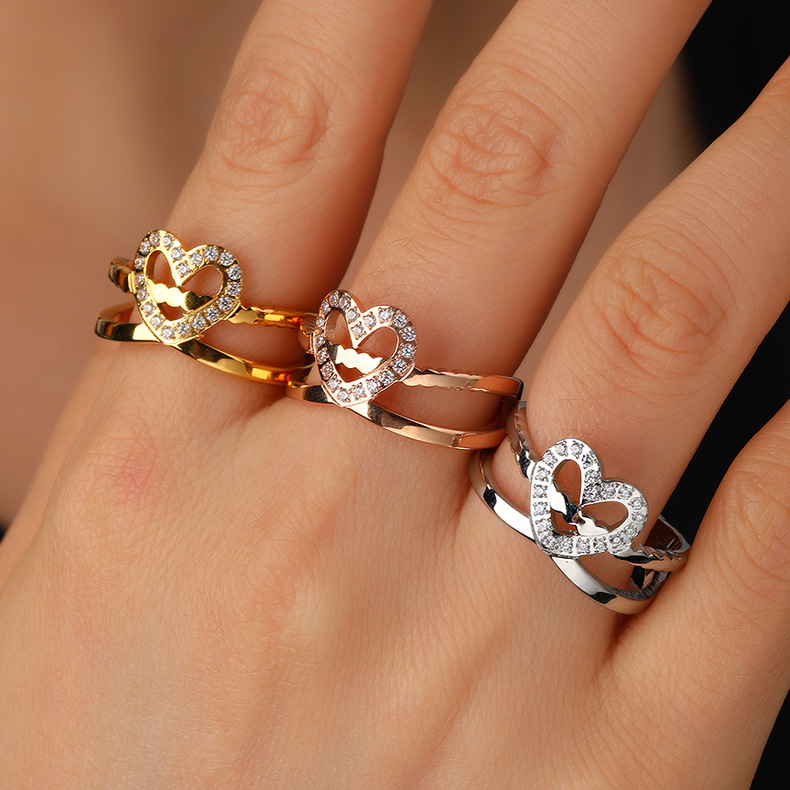 Women'S Gender Casual Heart Shape Titanium Steel Artificial Gemstones Rings In Bulk