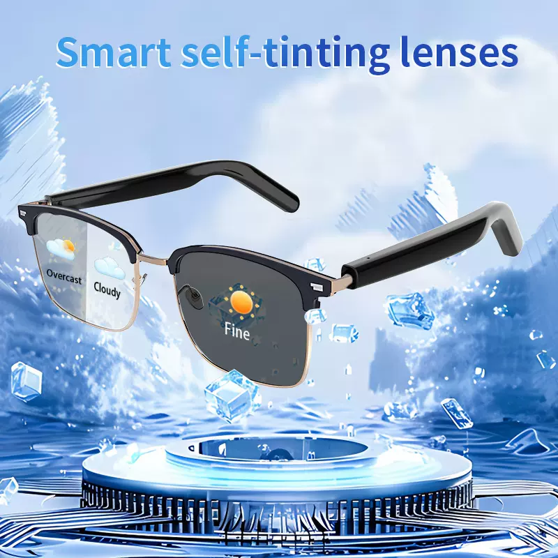 蓝牙眼镜GT13跨境接电话AI智能音乐拍照控制语音唤醒变色