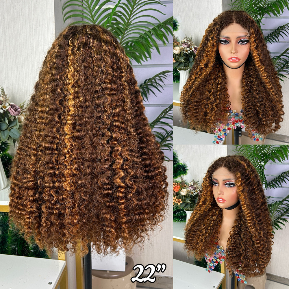 100% cabello humano Burmese curly lace wig Peruca de encaje frontal cabello rizado birmano