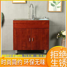 36Y7简易厨房整体橱柜304不锈钢水槽双槽单槽洗菜盆洗碗盆水槽带