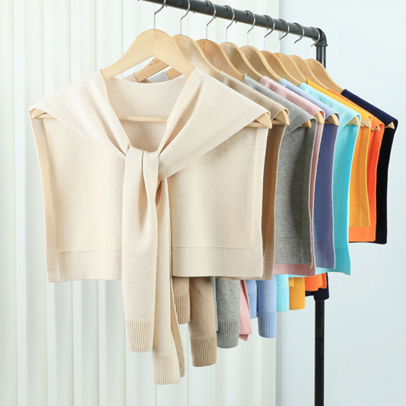 Factory In-Stock Spring/Summer Knitted Shawl for Women, Korean Style Layered Solid Color Cape to Wear over a Shirt
