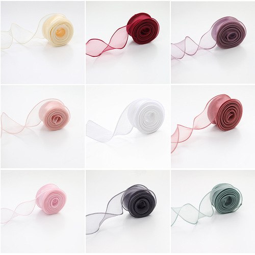 Simple fishtail gauze colorful mesh tape floral flower shop tie fishtail ribbon gauze tape flower wrapping material materials wholesale