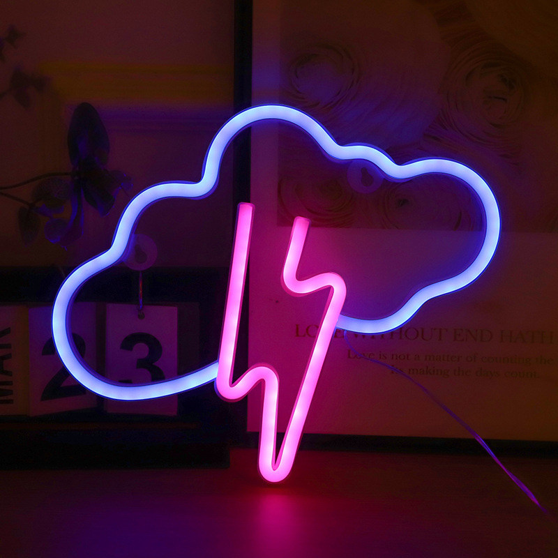 Transfronterizo nueva luz de neón LED tormenta nube rayo modelado luz de la noche luz creativa dormitorio luz decorativa fábrica