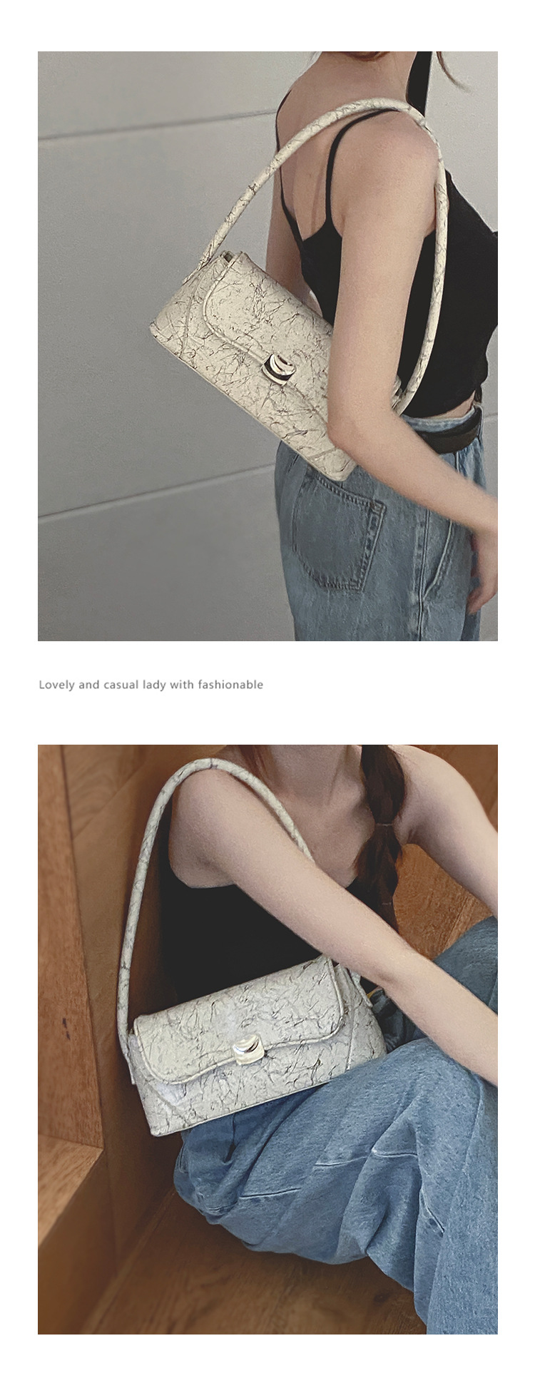 French Niche Design Underarm Bag Women's New 2023 Fashion Graffiti Shoulder bag high-level sense of all-match handbag_voghion.com