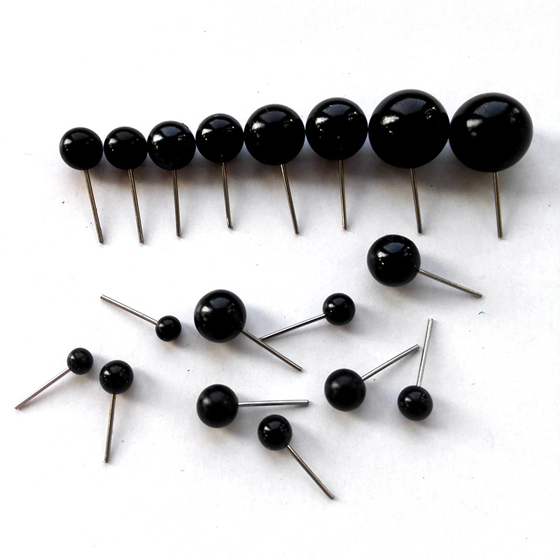 100颗玩具眼珠针插黑色塑料圆球眼睛公仔儿童手工DIY动物玩偶眼睛