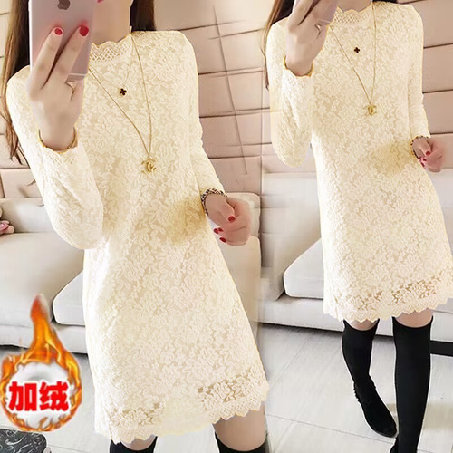 Thermal lace camisole with long sleeves for autumn and winter outerwear, suitable for plus-size women with loose fit to cover the stomach, can be worn as a base layer.