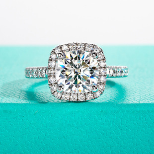European and American Luxury Fashion S925 Silver Full-Set Fat Square Moissanite Ring Proposal Engagement Ring Female Gift