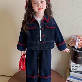 女童牛仔套装秋装2025新款儿童洋气女宝宝春秋外套时髦潮酷两件套