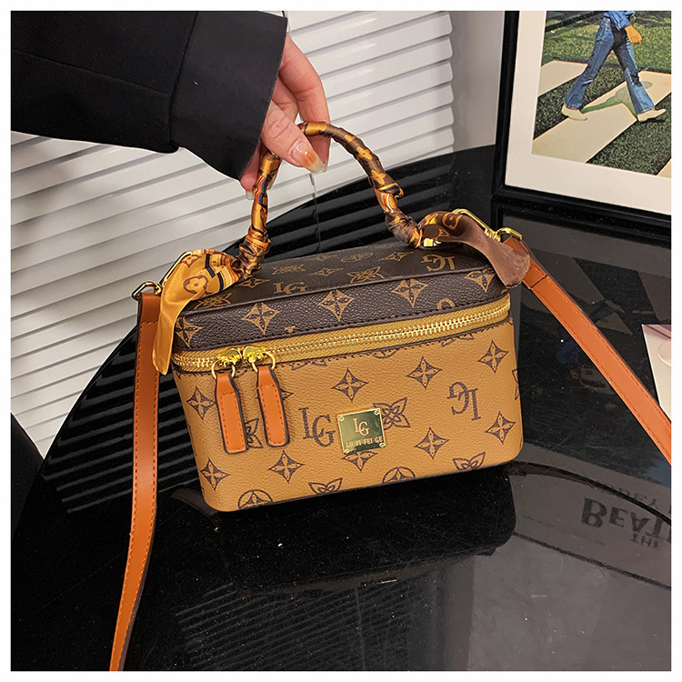 Borsa transfrontaliera, trama alla moda, popolare borsa a tracolla da donna, borsa con stampa retrò, versatile borsa cosmetica in stile coreano per donna_voghion.com