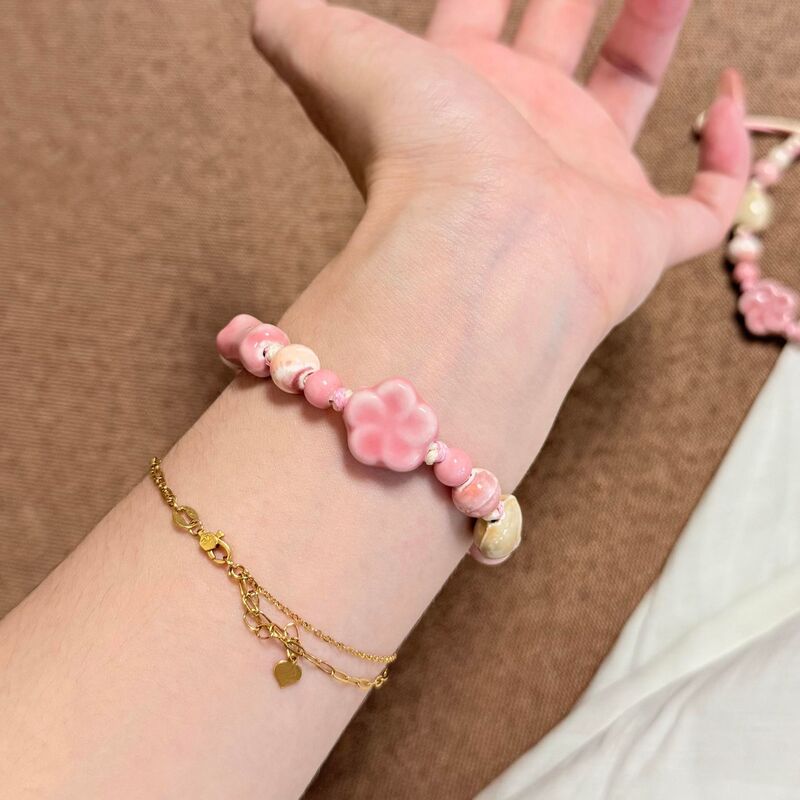 Jingdezhen Ceramic Drawstring Bracelet Cute New Chinese Style Niche Casual Jewelry Student Couple Ceramic Bracelet Gift