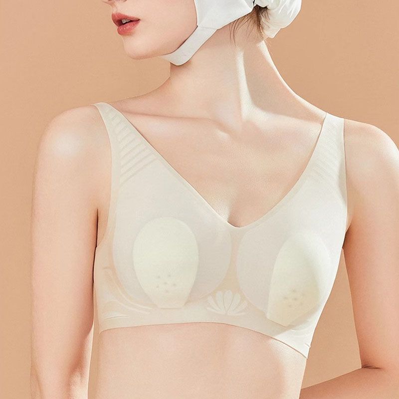 Rabbit Ears Traceless Underwear Women's Ultra-thin Vest-type Large Chest Shown Small Anti-sagging Paramilis Upper Bra without Steel Rings Rabbit Ears Traceless Underwear Women's Ultra-thin Vest-type Large Chest Shown Small Anti-sagging Paramilis Upper Bra without Steel Rings