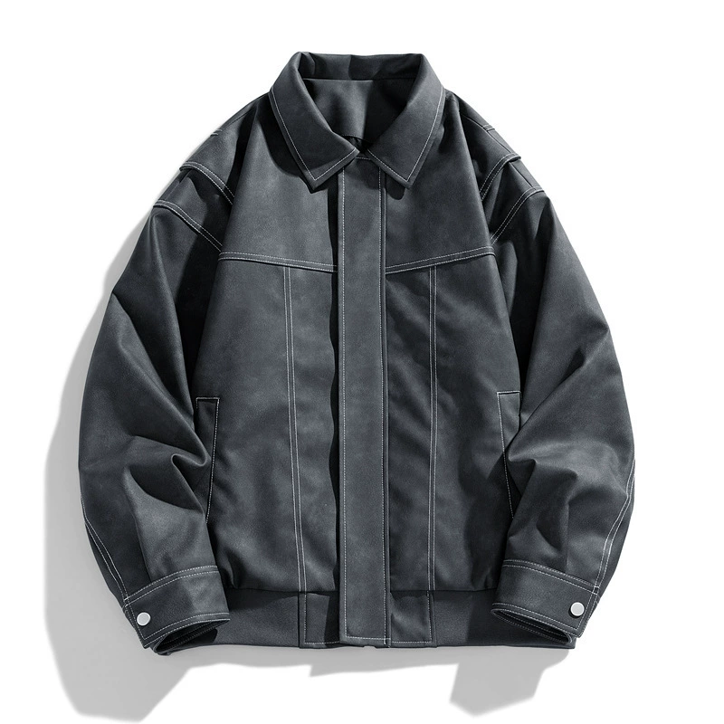 Пальто летнее retro polyurethane trend demi-season autumn мужская куртка для отдыха, американский стиль, свободный крой