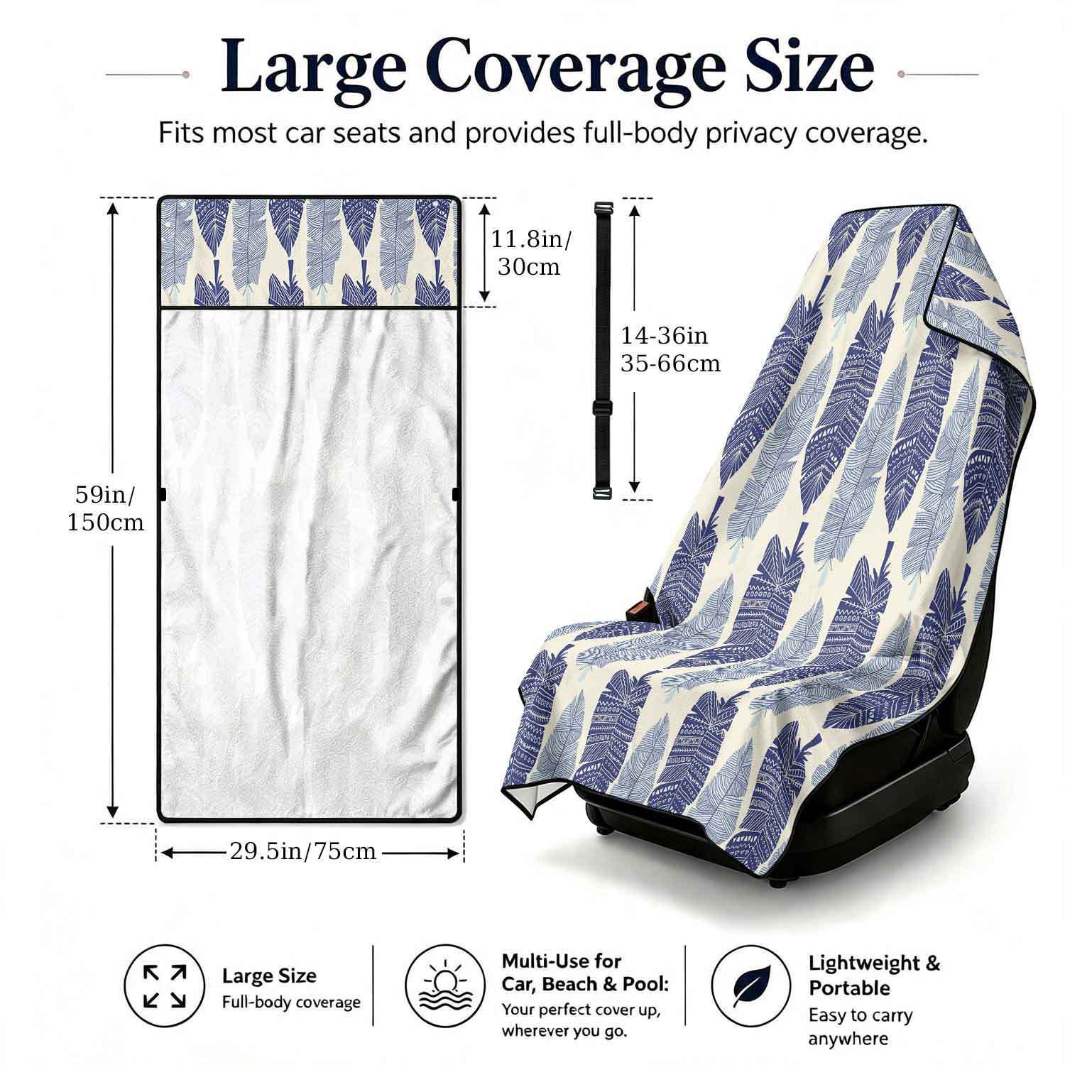 Geometric Bath Towel Car Seat Cover 2-in-1 Microfiber Outdoor Beach Car Dual-Use Universal Seat Cushion